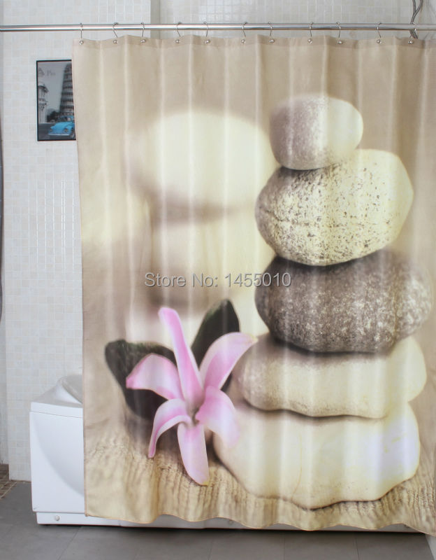 Polyester terylene ZEN GARDEN stone flower waterproof thicken shower curtain 180 cm * 180 cm