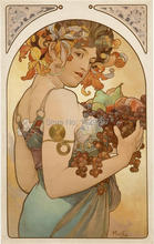 High quality,Fruit, 1897 ,Alphonse Mucha oil painting canvas,Hand-painted,Portrait Modern Art Reproduction,