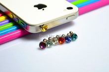 10 pcs Colorful Diamond Rhinestone Dust Plug Earphone Plug For iPhone Samsung HTC iPad Mobile Phone