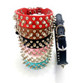 XXS XS S M L Dog Collars Fashion PU Leather Pet Colllar Puppy Dog Cat Rivet
