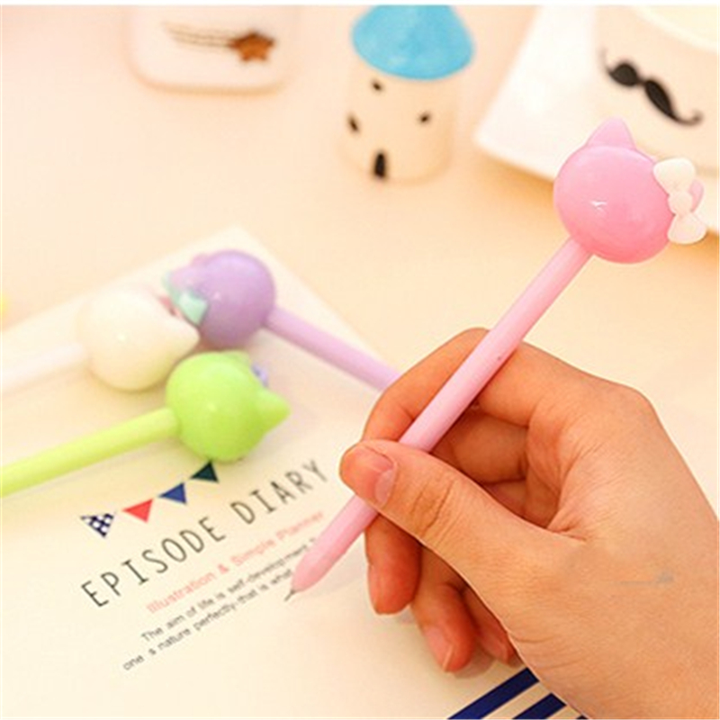 30 pcs/Lot Kawaii Candy color gel pens Cute Lollipop cat Black ink pen Stationery material escolar Office School  supplies