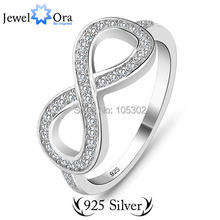 JewelOra rhinestone 8-shaped knot flowers Rings for Women  brand 925 Sterling silver S925 Stamped Lady Infinity Ring #RI101136