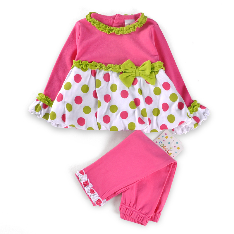 Wholesale floral baby girls pink dress + girl pants suit bowtie baby girl clothes toddler girl clothing children clothing