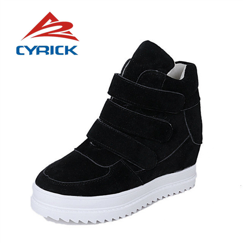 2015 New Listing Velcro Shoes Increased Heavy bottomed High top Sneakers Female Sports Shoes Casual Shoes