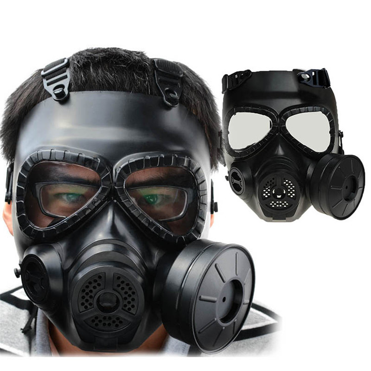Tactical Plastic Mask Resin Full Face Gas Masks With Fan CS Airsoft Mask Black Color
