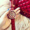 Fashion Brand Watch Women Big Diamond Stone Watches Lady Shining Rotation Dress watch Female Genuine Leather