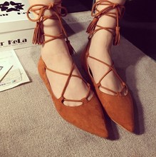 new spring and summer 2015 point female sandals shallow mouth flat ankle strap belt for women