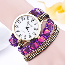 New Arrival Rivet Leather Strap Bracelet Watches 2015 Geneva Brand Fashion Casual Watch Gold Link Chain
