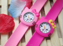 1pcs/lot ! Hot Pink/rose/Color Hello Kitty Slap Watch Girls Cartoon kids Watch Silicone Rubber Wrist Watch