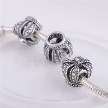 925 Sterling Silver Vintage Royal Crown Charm Beads DIY Craft Jewelry Making Fits Pandora European Style Charm Bracelets Design