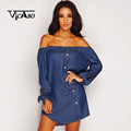 Vicabo Women Autumn Boho Chic Slash Beach Dresses Lady Bowknot Long Sleeve Baggy Dress Female Elastic