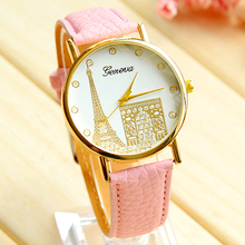 2015 summer newest women s fashion watches High quality leather quartz watch Simple printing Watch Tower