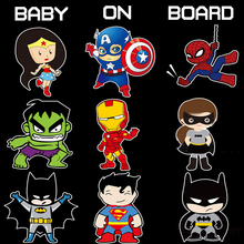 Superheroes Baby On Board Reflective Car Decoration Car Stickers And Decals for Volkswagen Skoda Honda Hyundai Kia Lada bmw e46
