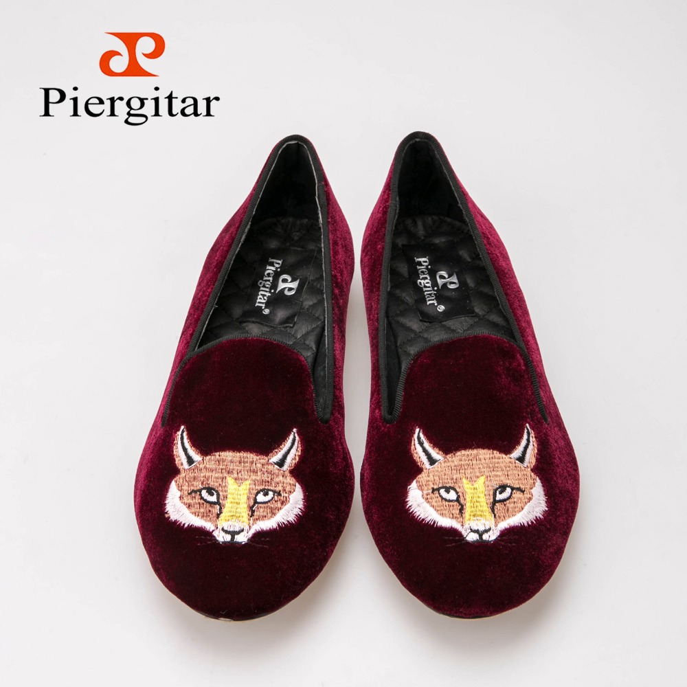 flat velvet shoes with embroidery detail