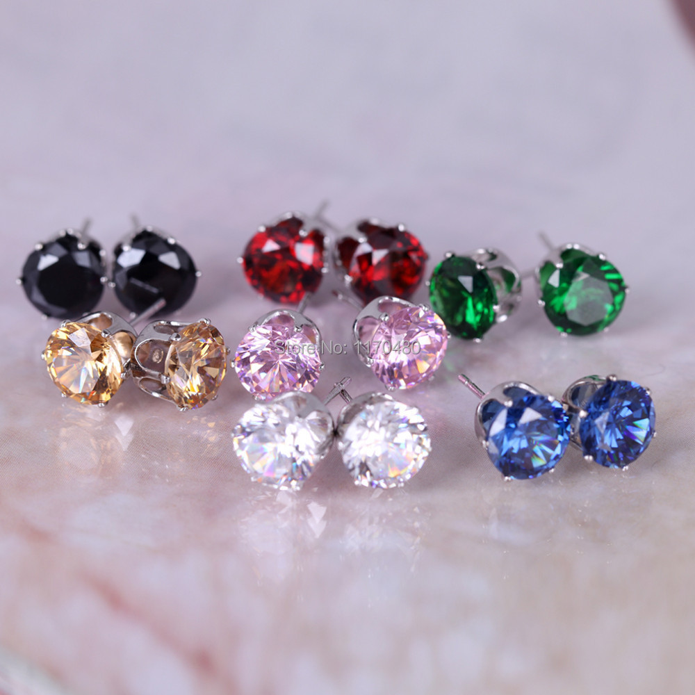 1 PCS-S75 crystal Clear Multicolor Crystal Allergy circle round Studs Earrings,ball stud earring -Free shipping for over 10$