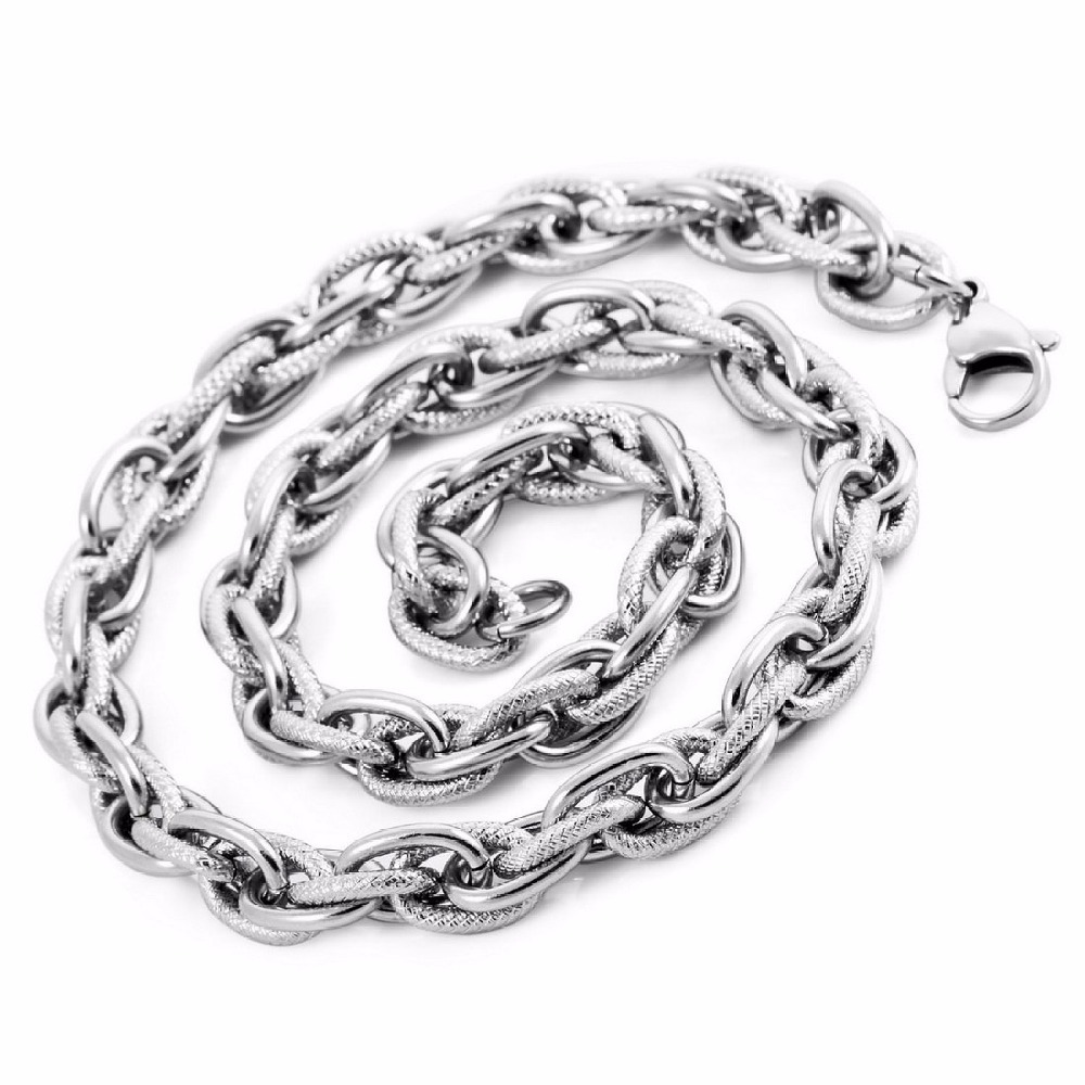 Pecuilar Unique Design Real Men s Charming Jewlery Stainless Steel Chain Link Necklace Wheat Size Best