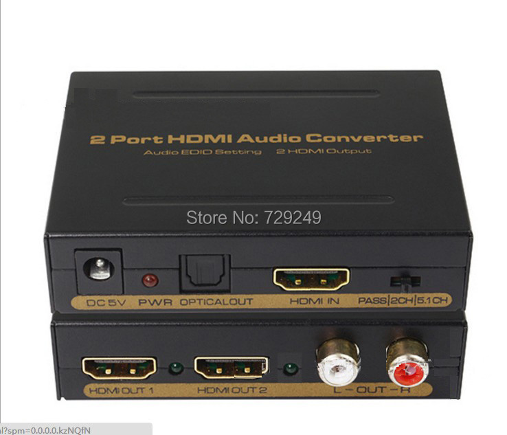 2 port hdmi out HDMI Audio Decoder Extractor Splitter Digital Optical/ Analog 5.1 Support Dolby