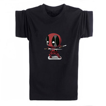 Dead Pool Black/White 2016 Men Fashion tshirts Brand Funny Short Sleeve T-shirt Men Cartoon in Soft Cotton Tees and Tops for Men