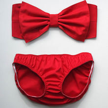 2015 Fashion Push Up Bikini Women Swimsuit Sexy Bathing Suit Swimwear Bowtie Bandeau Bikini Set
