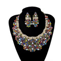 Multi Crystal Necklace Earrings Bridal Jewelry Sets Bride Gold Plated Rhinestone Jewellery Wedding Prom Dress Accessory