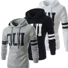 2016 New Arrival Mens Sport Hoody Sweatshirt Fashion Letter Print Slim Fit Pullover Hoodies Men Sportswear