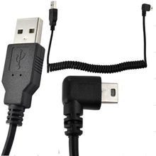 New 5Ft Spiral Coiled USB MINI 5Pin 5P right angle Male to USB 2.0 A male plug Cable