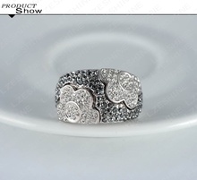 50 Newest Fashion Platinum Plating Austrian Crystal Noble Flower Engagement Rings Anillos for Women Wedding Jewelry