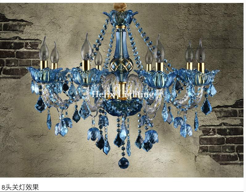 Description Picture 6 of itemModern E14 European Blue Clear Crystal Chandelier Lighting Blue Crystal Chandelier For Bedroom Dinning Room Lounge Light