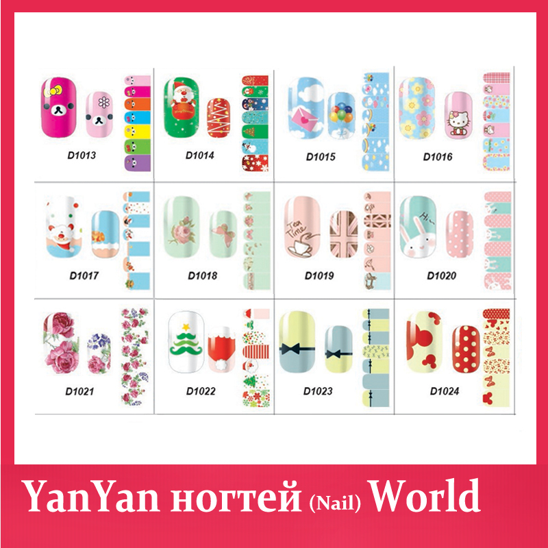 Nail Art Stickers Decals 2sheet lot Flower Cartoon Designed Stylish Nail Patch Beauty Fingernail Foil Wraps
