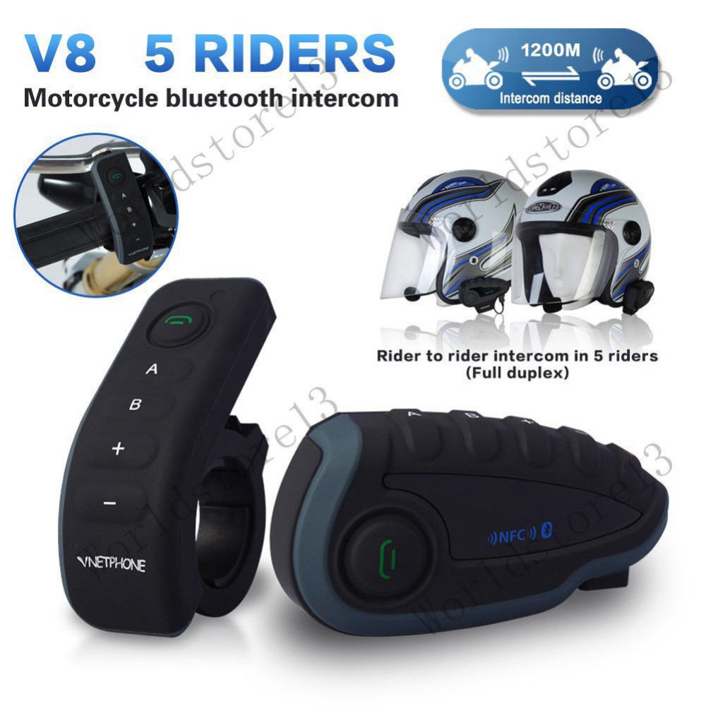 V8 с БТ мотоциклетный шлем дистанционного управления Интерфон Интерком Bluetooth гарнитуры FM 5Rider 1200М V8 с БТ мотоциклетный шлем дистанционного управления Интерфон Интерком Bluetooth гарнитуры FM 5Rider 1200М