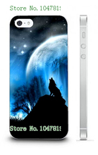 Mobile Phone Case Retail 1pc Wolf And Moon Design Protective White Hard Case Cover For Iphone4 4S Free Shipping