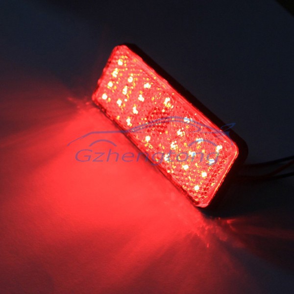 2 x Rectangle Reflectors Lamp Red LED Rear Tail Brake Turning Signal Stop Light Lens Universal Car Truck Motorcycle (2)