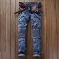 2016 Vintage Biker Jeans Mens Brand Calca Jeans Masculina High Quality Skinny Denim Overalls Mens Pants