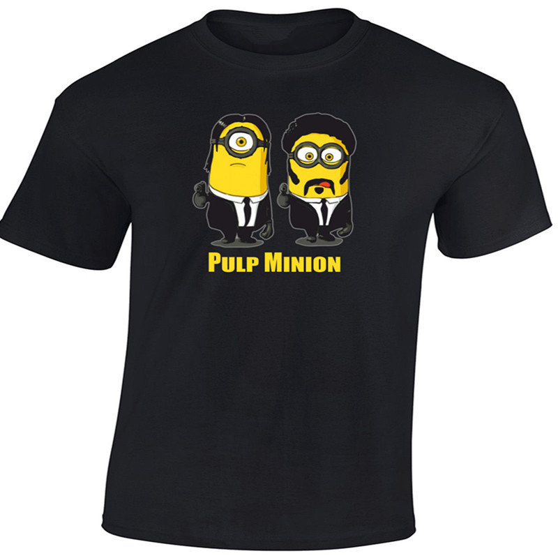 Hot High Quality Mens T Shirt Pulp Minion Pulp Fiction Parody Despicable Me T Shirt Funny