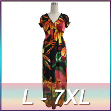 High quality European style plus size women’s 2016 new bohemian resort beach dress ice silk print dress short-sleeved dress