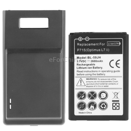 2600mAh Replacement Mobile Phone Battery Cover Back Door for LG Optimus L7 II P715