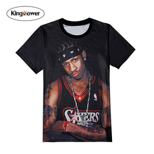 Brand Clothing 2016 Summer Men’s T-shirt 3D Player Allen Iverson Printing T Shirts Mens Casual Tops Tee JA2151