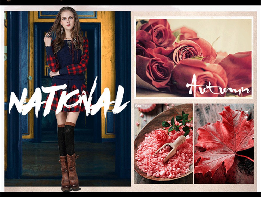 Vintage Wool WINTER DRESS 2016 Casual Knitting Long Sleeve Women Dress Plaid Sashes Patchwork Sweater Dress Woman O-neck Vestido (3)