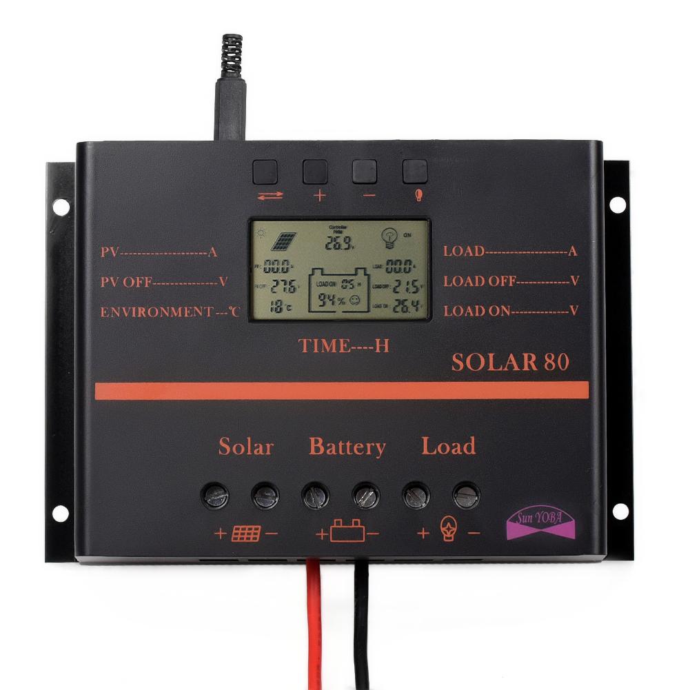 80A 12V 24V LCD Solar Charge Controller With USB Fit Solar Battery ...