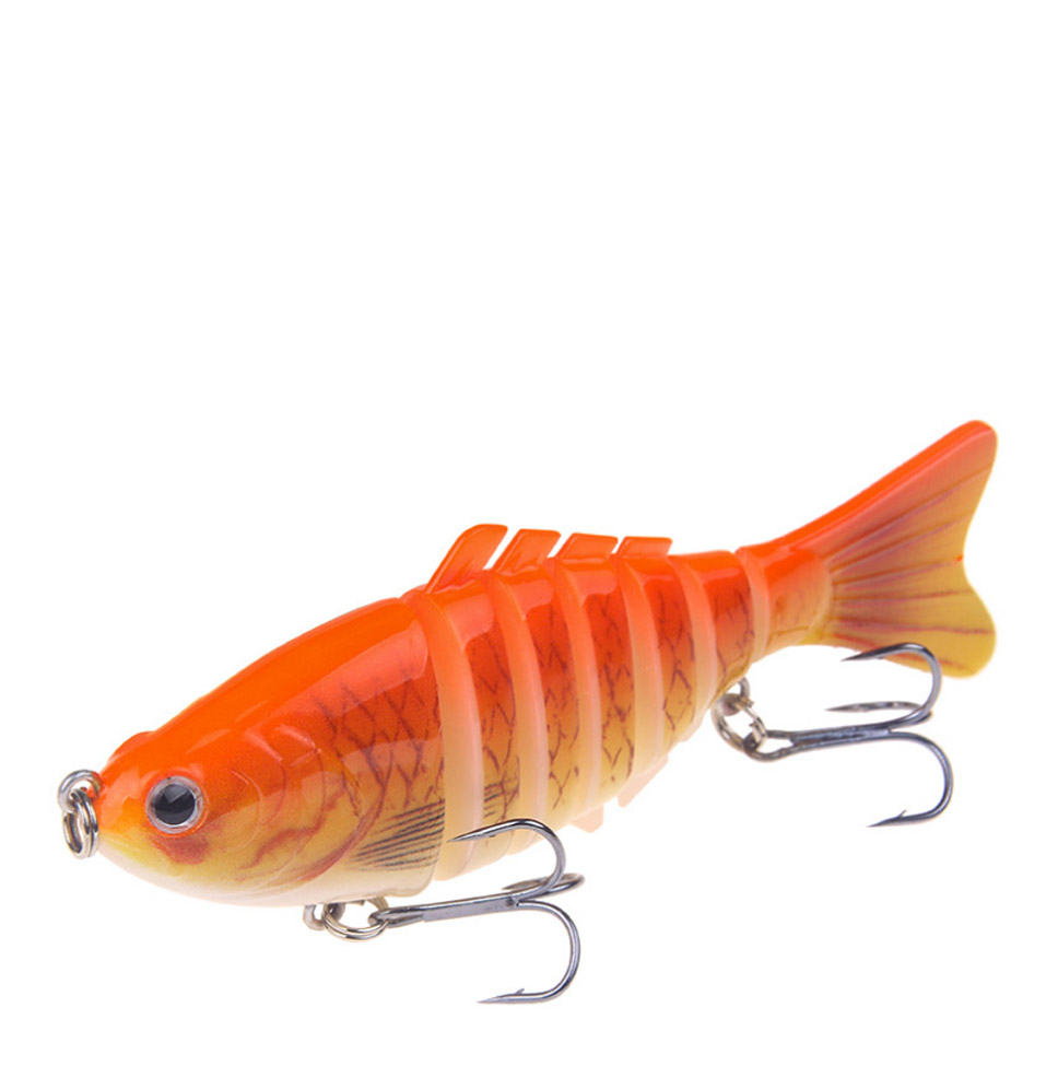 16g 10cm Artificial Hard Minnow Crank Lures, 3D Eyes Multi-section Wobblers  Spinning Fishing Bait Tool (Random Color) Random Color