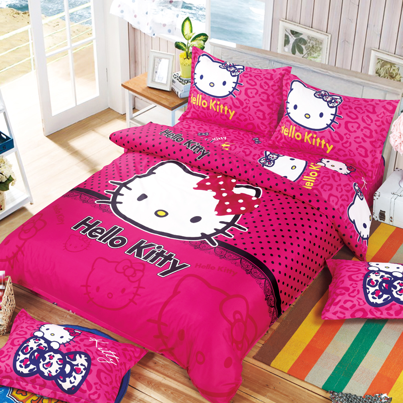 Wholesale Hello Kitty Bedding Set Children Cotton Bed Sets Hello Kitty Duvet Cover Bed Sheet Pillowcase Twin Full Queen King Bedding Set Jacquard