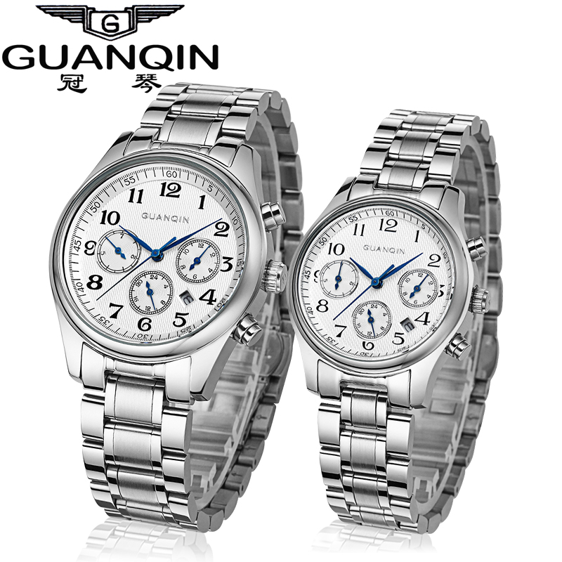 Origianl GUANQIN Top Brand Luxury Fashion Casual Quartz Lovers Watches Waterproof Date Men Women Watches