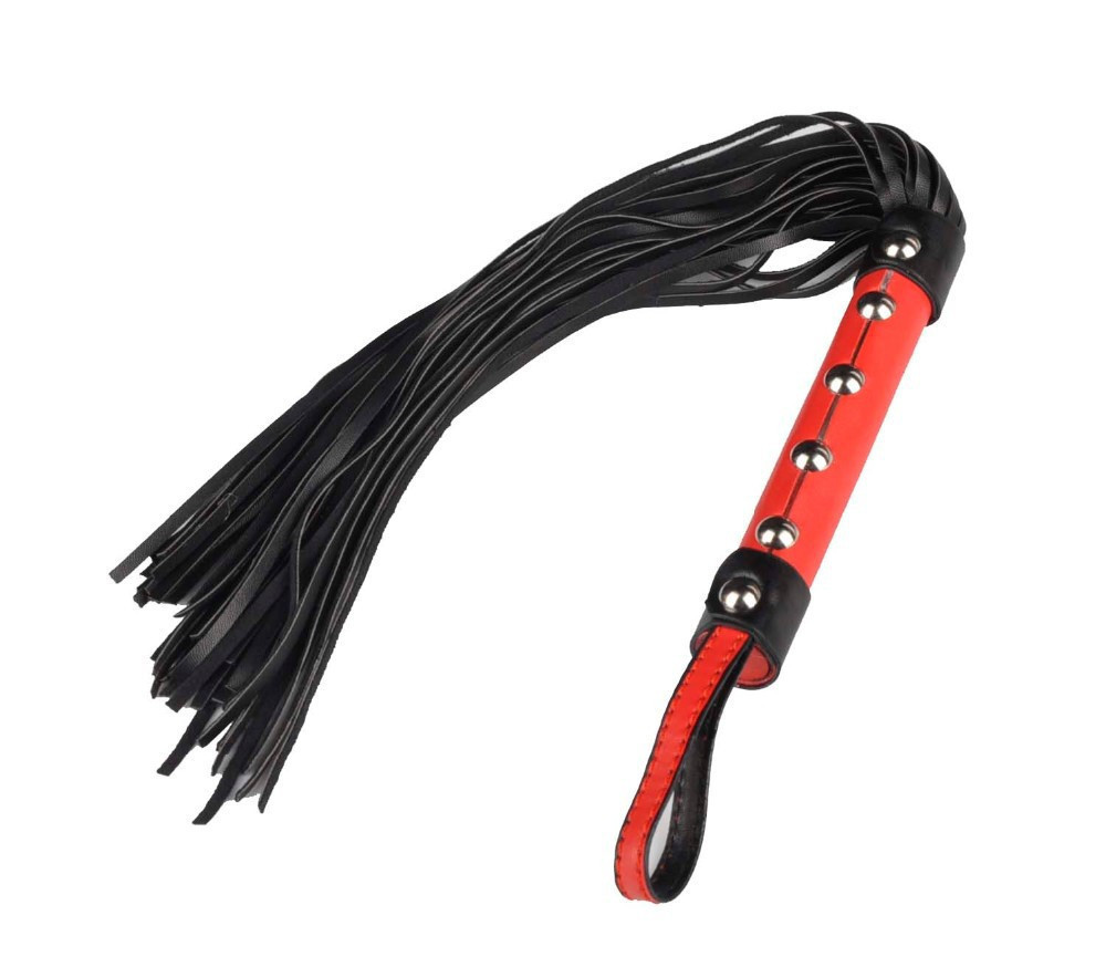Sex Toys For Couple Adult Game Sexy Whip , PU Leather Flirt Toys black Lash Red Handle , sex product , love game , sex tool