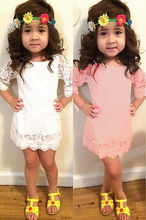 2016 New Baby Girls Lovely Lace A-line Dresses Girls Kids Summer Dress Age 2-7T Free Shipping