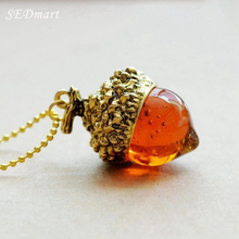 Fashion Womens Coloured Glaze Stone Necklaces Orange Quartz Pine Cone Design Pendant Drop Natural Stone Necklaces Jewelry Gift