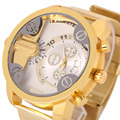 full stainless steel mesh strap fashion quartz watch big case army military watches for men golden