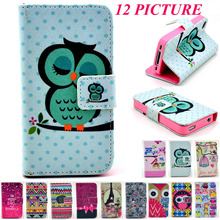 Cute Cartoon Owl Leather For Samsung S5 Flip Cover Samsung Galaxy S5 Case Wallet SV I9600 G900 Original Phone Accessories