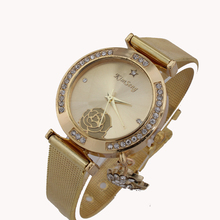Steel Wire Mesh Belt Stars And Moon Shape Pendant Fashion Women Watch Gold Reloj cuarzo
