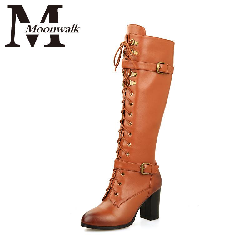 2015-new-knee-high-boots-thick-high-Heel-Winter-Autumn-boots-lace-up ...