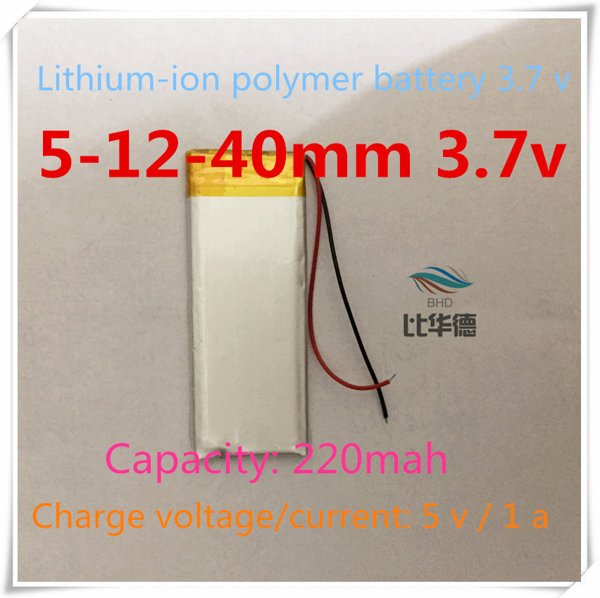 2pcs L091 3 7V 220mAH 501240 polymer lithium ion Li ion battery for BLUETOOTH GPS mp3